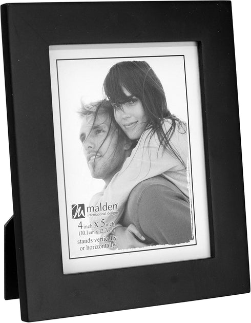 Malden 4x5 Picture Frame - Wide Real Wood Molding, Real Glass - Black...