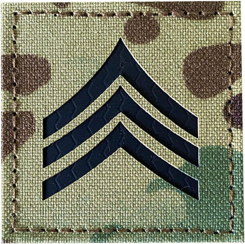 2” x 2” Multicam OCP IR US Army Rank IR Flag Patch with Hook Fastener (E5 Sergeant)...