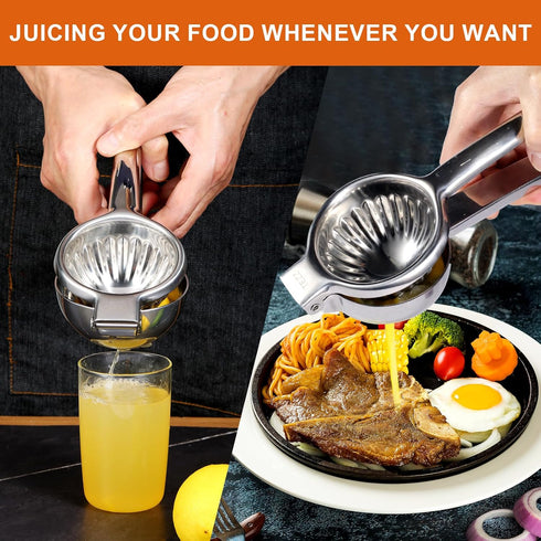 TEZZ Upgrated Extra Large Lemon Squeezer, Heavy Duty Handhelp Orange Juicer with 3.47'' extra big Filter Bowl, Stainless Steel Hand Press Citrus J...