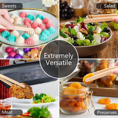 Reusable Classic Bamboo Toast Tongs - Wood Cooking Tong,Ideal for Toaster,Fruits, Bread & Pickles, Kitchen Utensil For Cheese Bacon Muffin Fruits ...
