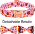 ARING PET Fall Dog Collar Bowtie, Cute Thanksgiving Turkey Dog Collar with Bow, Cotton Maple Leaf Rugby Dog Collar with Metal Buckle for Small Med...