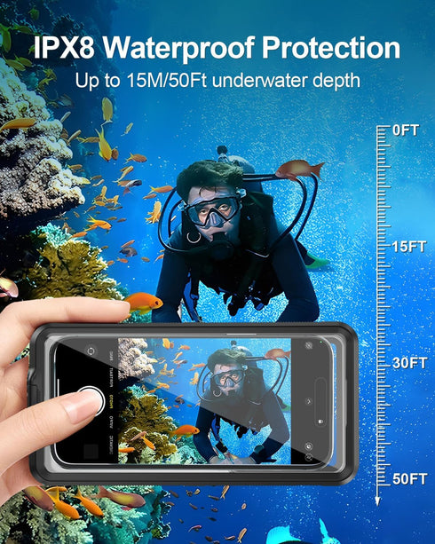 Diving Waterproof Phone Case, Underwater Phone Case for Snorkeling, Universal Self-Check Water Proof Case for iPhone 15 14 13 12 Pro Max Samsung S...