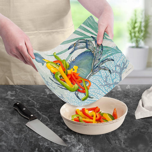 Cut N' Funnel Oceana Designer Flexible Plastic Cutting Board Mat, 15" x 11.5", Made in the USA, Decorative, Flexible, Easy to Clean...