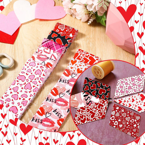40 Pcs Valentine's Day Cotton Fabric Quilting Strips Craft Fabric Bundle Cotton Strips Patchwork Fabric Sets with Different Patterns Craft Sewing ...