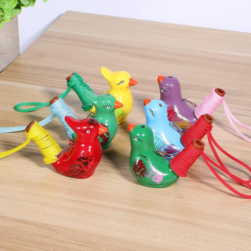 Bird Whistle 6PCS Ceramic Bird Whistles, Bird Water Whistles with Lanyards, Bird Noise Makers, Funny Bath Musical, Drawing Warbler Song Ceramic Wh...