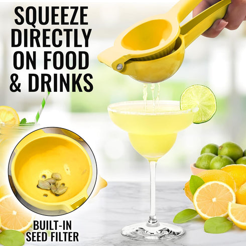 Zulay Kitchen Metal Lemon Squeezer - Handheld Lemon Juicer Squeezer - Easy to Use Citrus Juicer - Manual Press for Extracting the Most Juice Possi...