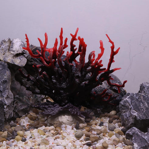 VOCOSTE Coral Reef Decor, Mini Faux Coral Decor for Aquarium Decorations, Black Red,6.5"x5.83"...