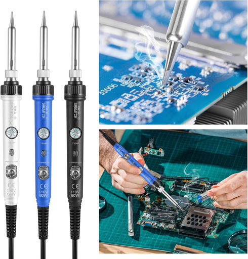 Electronics Soldering Iron Kit, SREMTCH 60W Adjustable Temperature Welding Tool,Soldering Gun with Fast Heating Ceramic Thermostatic Design, Solde...