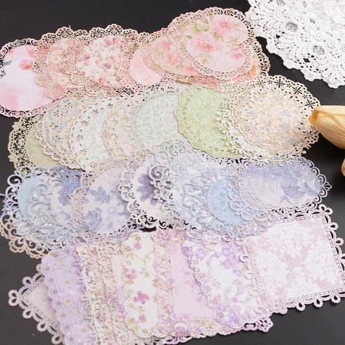 Vintage Scrapbook Paper Lace, 40pcs 4 Different Styles Scrapbook Supplies for DIY Cards, Scrapbooks, Photo Frames, Albums, Crafts, Card Making...
