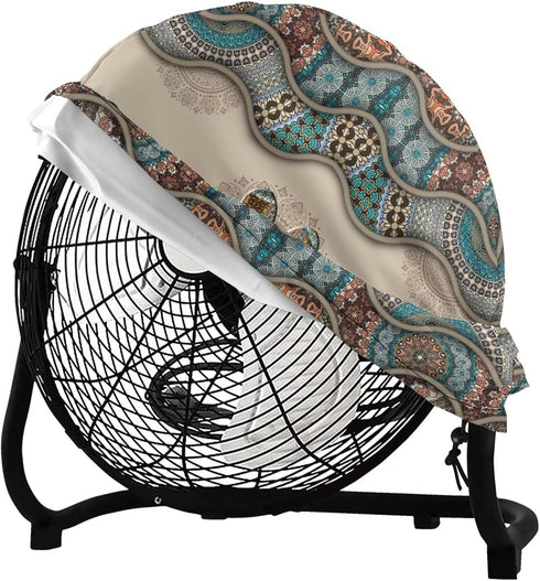 Boho Paw Print Industrial Fan Cover, Waterproof & Dustproof Cover Suitable for 24" High Velocity Movement Heavy Duty Drum Fan, Heavy Duty Outdoor ...