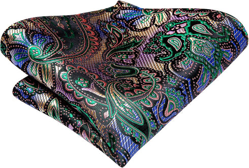 Hi-Tie Men's Cravat And Flower Lapel Pin Set Jacquard Silk Ascot Handkerchief Cufflinks For Wedding Party Daily Dress...