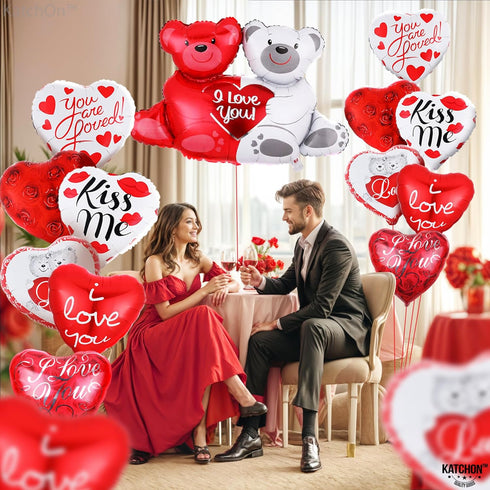 KatchOn Big Teddy Bear Balloons Set - 40 Inch, Pack of 13 | I Love You Balloons for Love, Anniversary, Romantic Special Night | Engagement Party D...