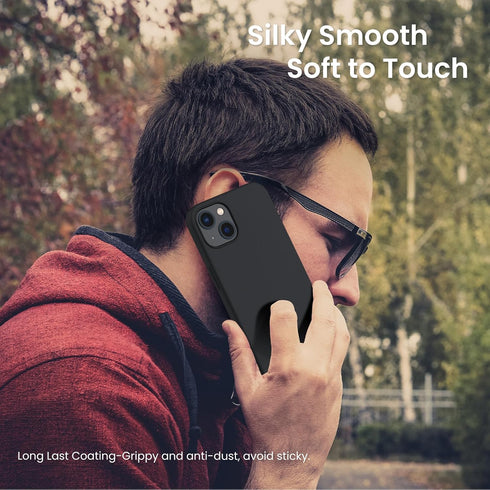 ORNARTO Compatible with iPhone 13 Case 6.1, Slim Liquid Silicone 3 Layers Full Covered Soft Gel Rubber Case Cover 6.1 inch-Midnight......