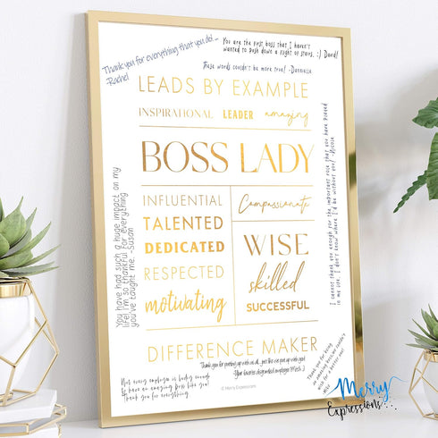 Boss Lady Desk and Wall Art with Metal Frame - 12x9" Boss Lady Office Décor, Boss Lady Gift with Boss Lady Quote by Merry Expressions...