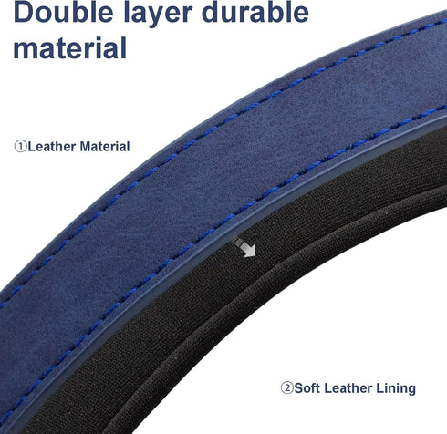 SUFEI Leather Soft Padded Dog Collar Breathable Adjustable Waterproof Tactical Pet Collar with Metal Buckle for Small Medium Dogs (S, Dark Blue)...