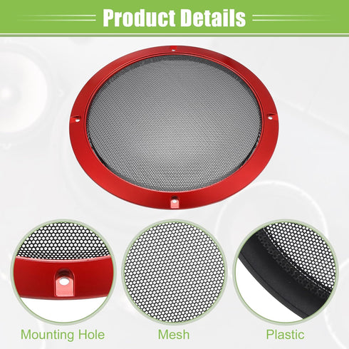 ACROPIX Universal 8" Car Speaker Grills Cover Mesh Round 8 Inch Audio Speaker Subwoofer Guard Protector Case with Mounting Screws Iron Red Black -...