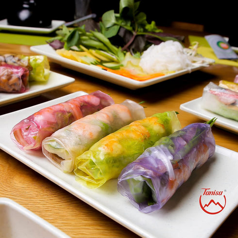 TANISA Rice Paper Wrappers for Spring Rolls – Square Beetroot Rice Paper Wrappers for Fresh Rolls – Vietnamese Banh Trang Rice Paper - Banh Trang ...