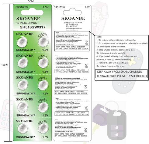 SKOANBE SR516SW 317 1.5V Button Coin Cell Silver Oxide Watch Battery?10-Packs?...