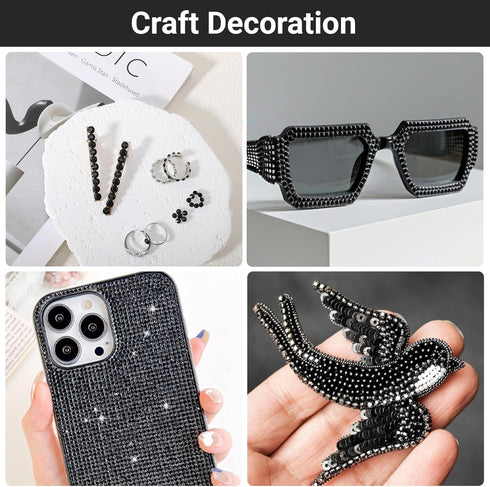 Gartful 12 Sheet Black Rhinestone Stickers - Round, 2790 PCS Self Adhesive Gem Sticker, Sticky Crystal Jewelry Gemstone for DIY Arts Crafts, Scrap...