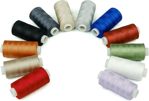 Simthread 12 Multi Colors All Purposes Cotton Quilting Thread 50s/3 Thread for Piecing Sewing etc - 550 Yards Each 12C01...