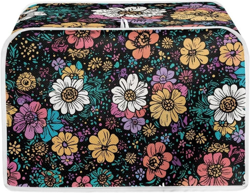 Flower 2 Slice Bread Maker Cover for Kitchen, Dustproof Toaster Cover Suitable for Standard Size Bread Machine, Small Kitchen Appliance...