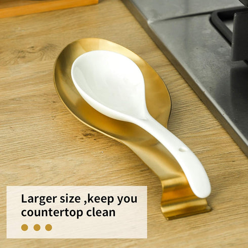 BETTWILLGold Spoon Rest for Kitchen Counter, Stainless Steel Spoon Holder for Stove Top, Spatula Ladle Spoon Utensils Holder, Gold Kitchen Accesso...