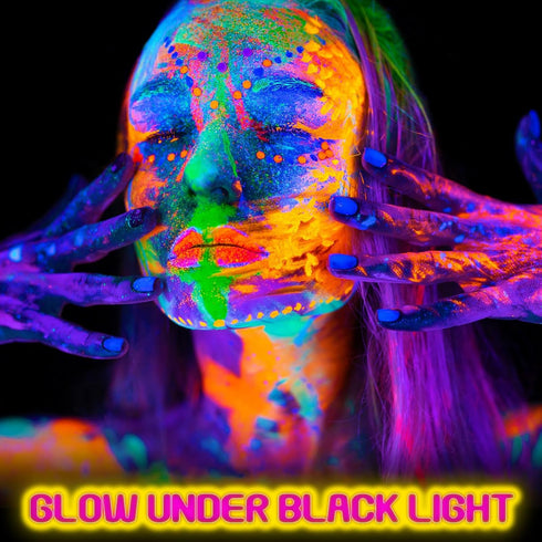 Glow in The Dark Party Supply 20 Sheet (Over 160 Pcs) Glow Temporary Tattoo Stickers,12 UV Neon Light Face Body Crayons Paint Kit for Kid Adult Ma...