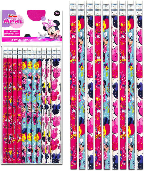 Disney Minnie Mouse Pencils School Supplies Bundle - 24 Minnie Mouse Pencils for Classroom Plus Minnie Stickers, More | Minnie Mouse Party Favors...
