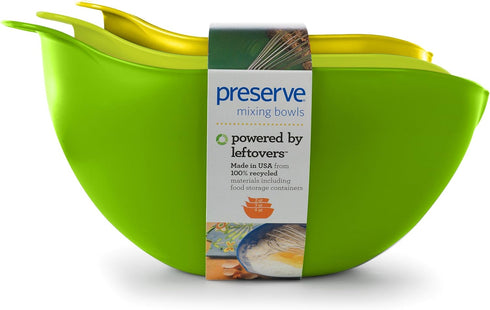 Preserve Nested Mixing Bowl Kitchen Supplies, Set of Three, Green and Yellow...