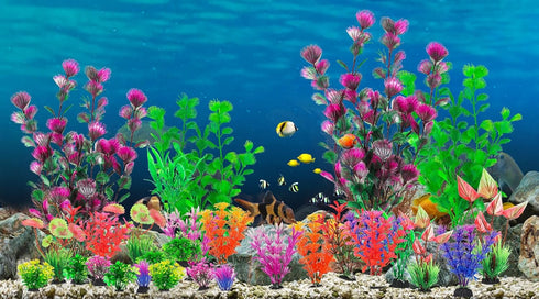 30Pcs Aquarium Plants, Fish Tank Accessories Artificial Aquatic Plants,Full Set of Fish Tank Decorations, Various Sizes...