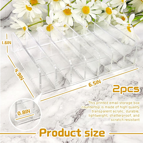 Acrylic Mail Holder,2 Pcs Acrylic Letter Organizer,7 Compartments Mail Organizer,7 * 5 * 1.57" Envelope Holder,Transparent Countertop Mail Holder,...