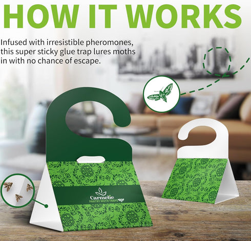 Moth Traps, Pantry Moth Traps with Pheromones Prime, 5 Moth Traps for Meal Moth Killer, Sticky Glue Flies Pest Food and Cupboard Moth Killer, Hook...