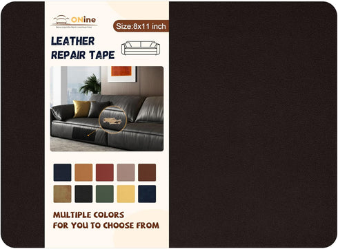 ONine Leather Repair Patch, Self-Adhesive Couch Patch, Multicolor Available Scratch Leather 8X11 Inch Peel and Stick for Sofas(Dark Brown-Fine Gra...