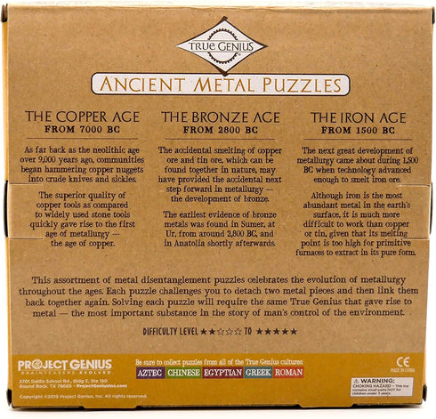 Project Genius- 12pc Ancient Metal Assortment, Metal Puzzle, Assembly Puzzle, Disassembly Puzzle, Brain Teaser, 3D Puzzle...