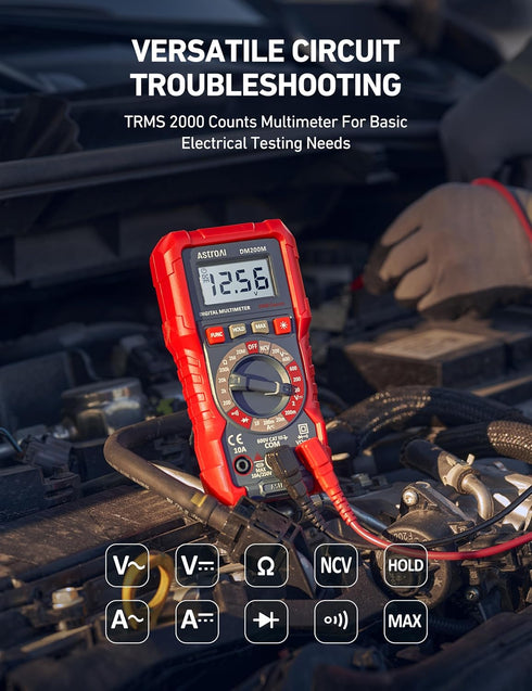 AstroAI Digital Multimeter Voltage Tester, TRMS 2000 Counts Volt Meter; Fast and Accurately Measures AC/DC Voltage & Current, Resistance, Diode, C...