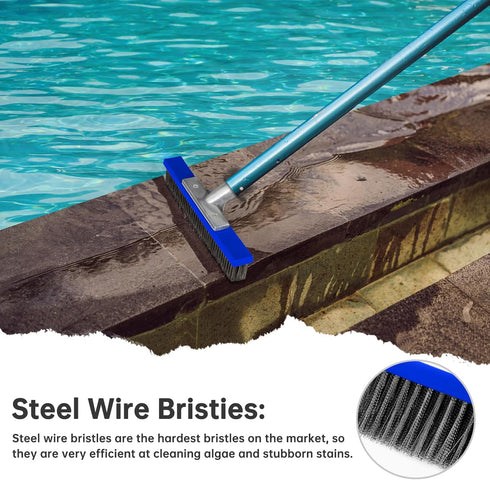 Heavy Duty Pool Brush Head?10-inch Metal Pool Brushes Head with Stainless Steel Wire Bristles & Aluminium Back for Remove Calcium Buildup, Rust St...