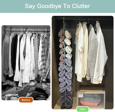 Legging Organizer Storage, T-Shirt Organizer, Hanging Closet Organizer, Hanging Clothes Organizer with 26 Roll Compartments for Yoga Pants, Tank T...