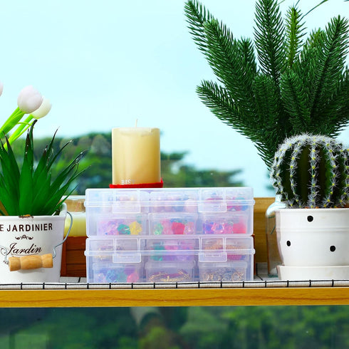 Blulu 24 Pcs Small Bead Organizer Plastic Bead Storage Containers Clear Plastic Storage Case Craft Containers with 2 Pcs Hinged Lid Clear Craft Ca...