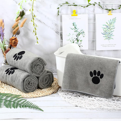 Chumia 4 Pack Pet Grooming Towel Absorbent Dog Towels for Drying Dogs Soft Microfiber Dog Drying Towel Quick Drying Large Dog Bath Towel for Dogs,...