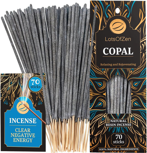 Copal Incense Sticks Smudge Kit (70 pcs) — 100% Pure Long Burning White Copal Resin Day of The Dead Incense from Mexico...