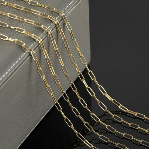 YOUBEIYEE 16.4 Feet 18K Gold Plated Brass Chain Roll Flat Paperclip Chain for Jewelry Making Handmade Women Necklace Bracelet DIY Jewelry Findings...