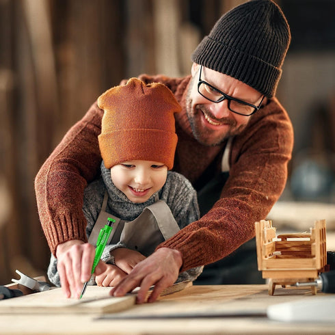 Hiboom 4 Pack Carpenter Pencils Set with 24 Refills, 2.8mm Mechanical Carpenter Pencil Built in Sharpener Woodworking Marking Tool Solid Long Nose...