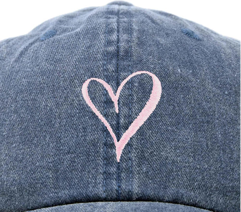 Hand Drawn Heart Hat Womens Embroidered Baseball Cap...
