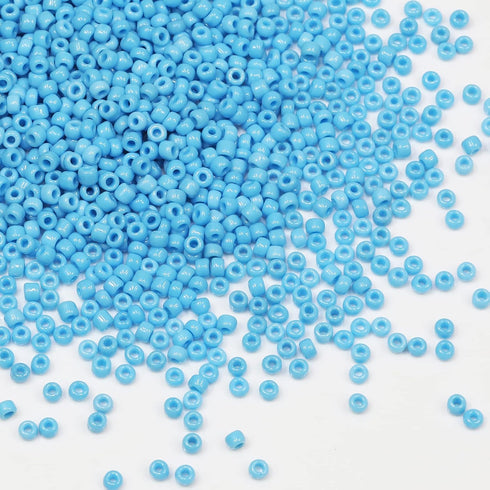 Opaque Light Blue Color Loose Seed Beads About 4000pcs in Box 8/0 Glass Craft Seed Beads for Jewelry Making, Hole 0.7mm (Light Blue)...