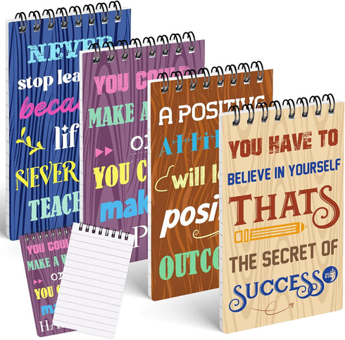 4PCS Pocket Notebooks, 3x5in Small Spiral Notepads with Lined Pages Mini Spiral Notebook Inspiring Notebooks for School Office Home Gifts...