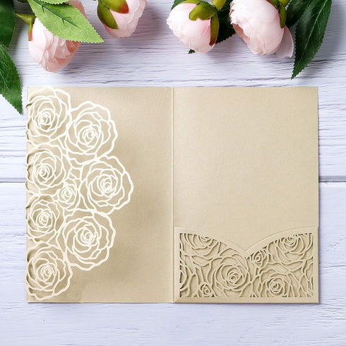 20 Pcs Laser Cut Wedding Invitations Card Pocket with Envelope for Birthday Party Baby or Bride Shower Invite suitable for 5 * 7 Inches Insert Pap...