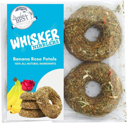 Grandpa's Best Whisker Nibblers Banana Rose Petal Treats for Rabbits, Guinea Pigs and Small Animals...