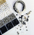 Beads for Bracelets Making Kit Black and White 6mm Clay Beads Jewelry Making Kit with Elastic Strings...