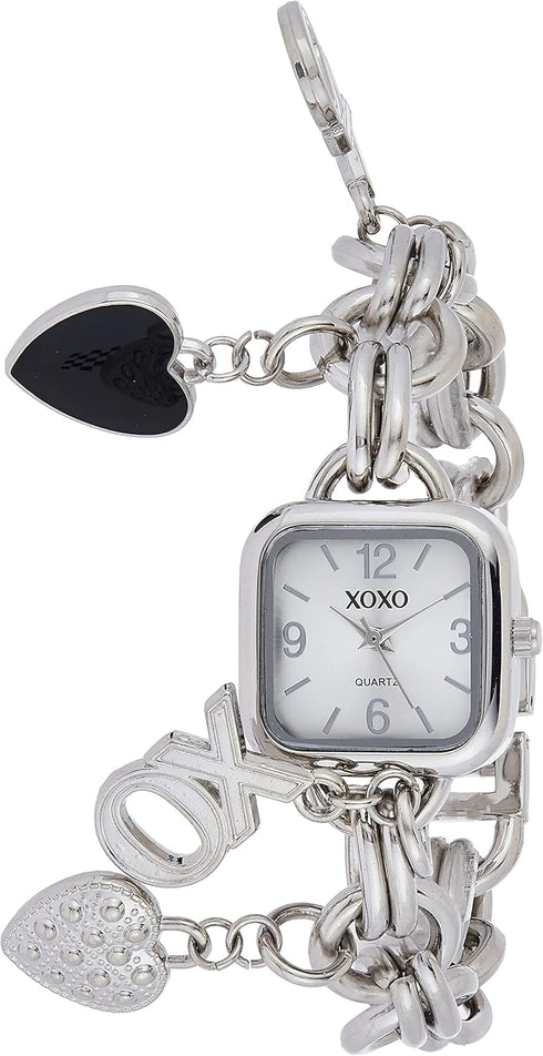 XOXO Women's XO7026 Silver Dial Silver-tone Charm Bracelet Watch...