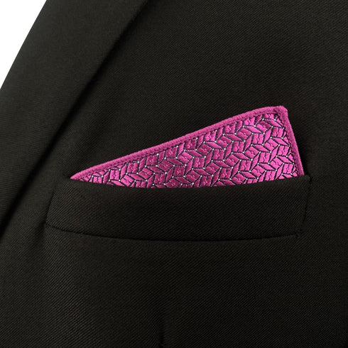 S&W SHLAX&WING Mens Tie Luxury Neckties Fuschia Solid Matching Pocket Square...